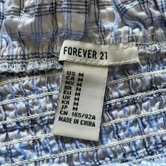 Forever‎ 21 Plaid Ruched Smocked Ruffle Tank Top Medium - Picture 4 of 5